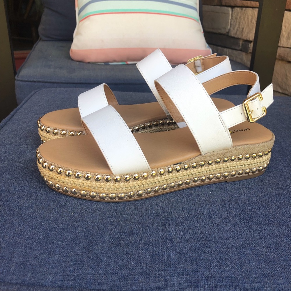 Seven Dials White Strap Stud Platform Sandals New… - image 1